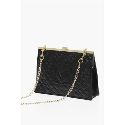 Moschino LOVE Quilted Faux Leather Shoulder Bag with Golden Details