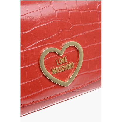 Moschino LOVE Crocodile Effect Faux Leather Shoulder Bag
