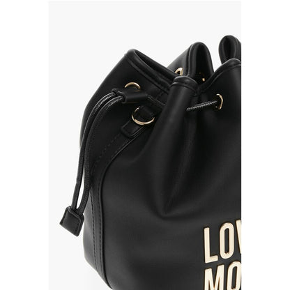 Moschino LOVE Faux Leather Bucket Bag with Golden Maxi Logo