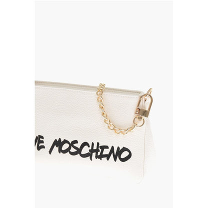 Moschino LOVE Textured Leather Shoulder Bag with Logo-Print