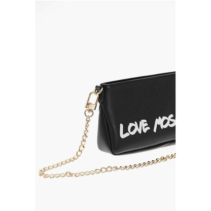 Moschino LOVE Textured Leather Shoulder Bag with Graffiti-Print