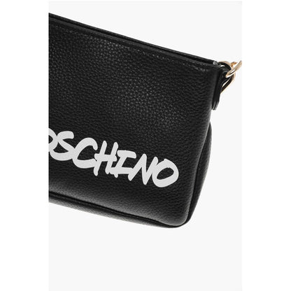 Moschino LOVE Textured Leather Shoulder Bag with Graffiti-Print