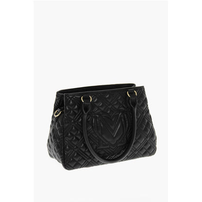 Moschino LOVE Quilted Faux Leather Hand Bag with Embossed Logos