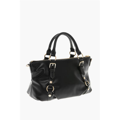 Moschino LOVE Faux Leather Bag with Removable Shoulder Strap and Gold