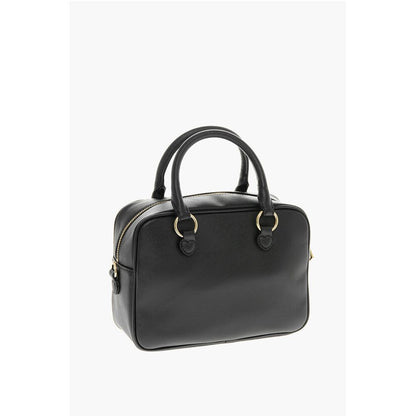 Moschino LOVE Saffiano Faux Leather Bag with Gold-colored Metal Logo