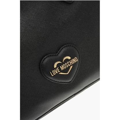 Moschino LOVE Saffiano Faux Leather Bag with Gold-colored Metal Logo