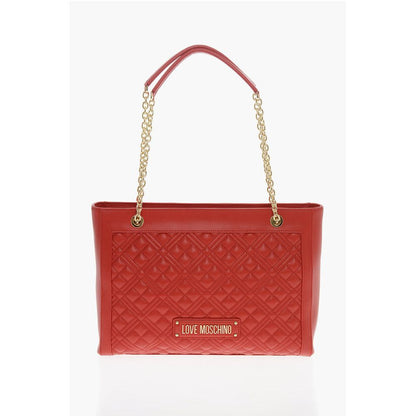 Moschino LOVE Quilted Tote Bag with Golden Chain