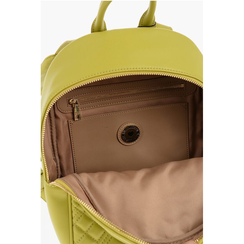 Moschino LOVE Quilted Faux Leather Backpack with Golden Logo