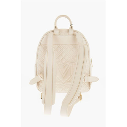 Moschino LOVE Quilted Faux Leather Backpack with Golden Logo