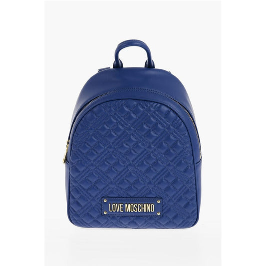 Moschino LOVE Quilted Faux Leather Backpack with Golden Logo