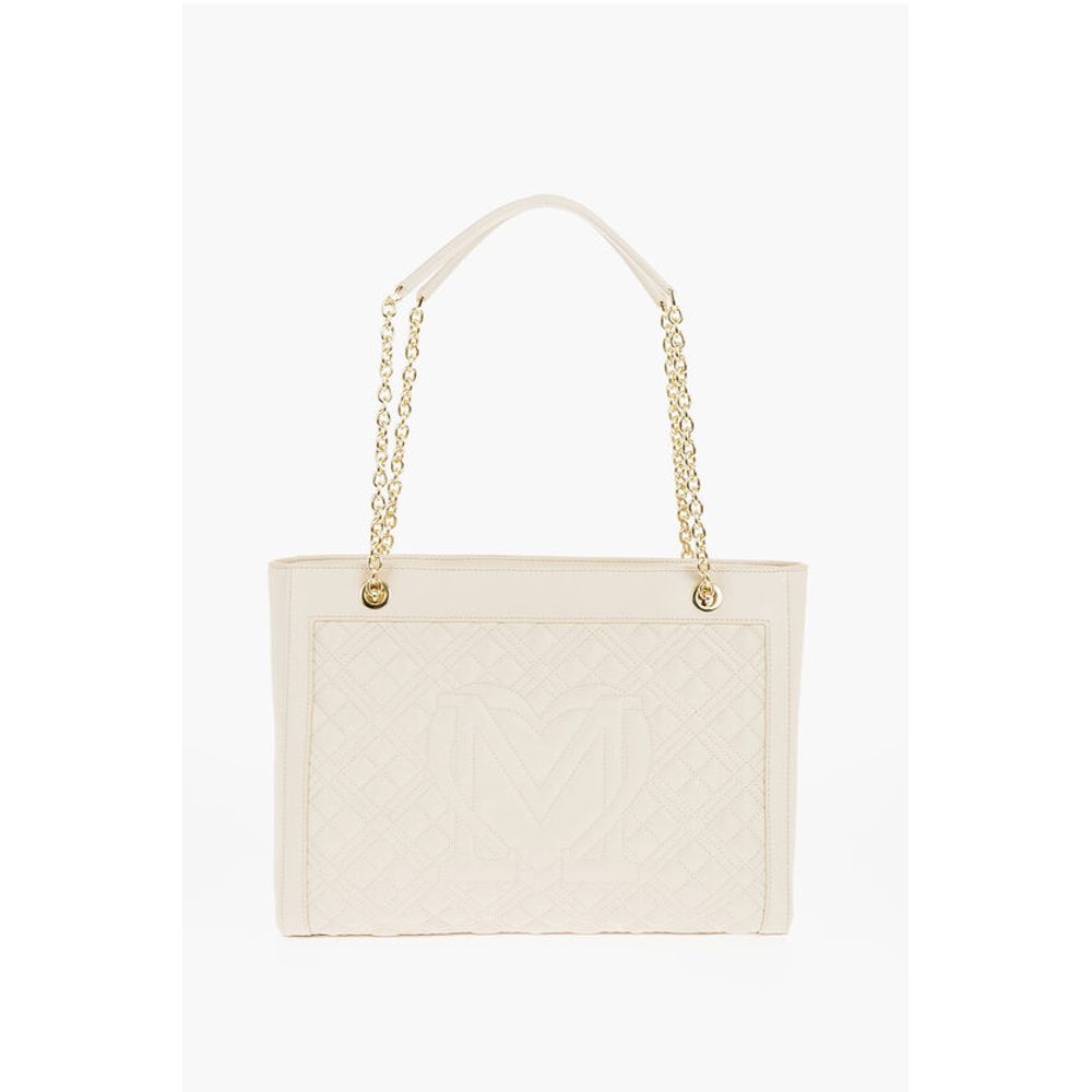 Moschino LOVE Quilted Faux Leather Shoulder Bag with Golden Logo