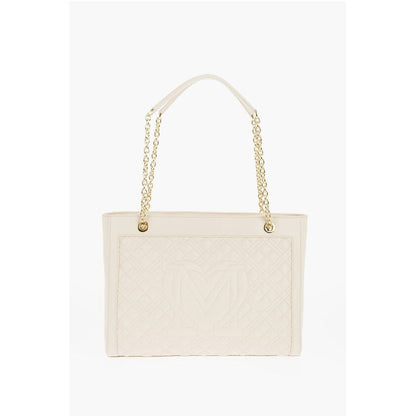 Moschino LOVE Quilted Faux Leather Shoulder Bag with Golden Logo