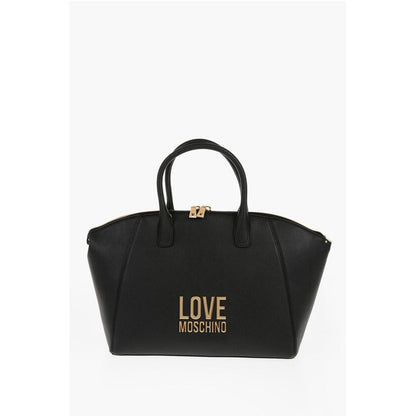 Moschino LOVE Faux Leather Tote Bag with Golden Logo
