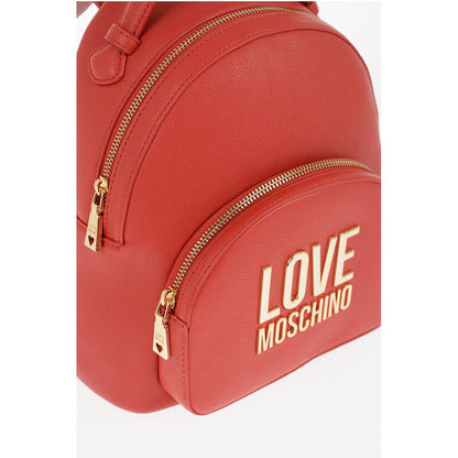 Moschino LOVE Solid Color Faux Leather Backpack with Golden Logo