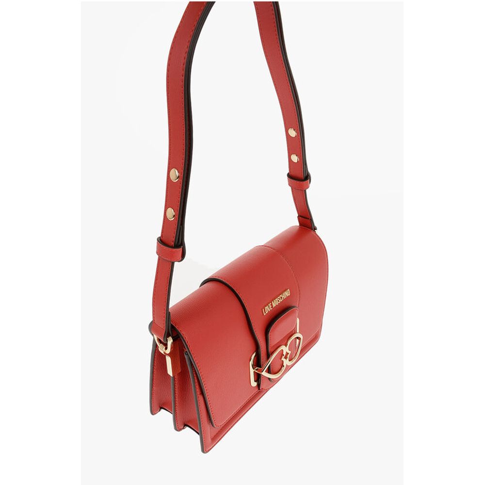 Moschino LOVE Faux Leather LOVE BRIDGE Shoulder Bag with Double Heart
