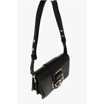 Moschino LOVE Faux Leather LOVE BRIDGE Shoulder Bag with Double Heart