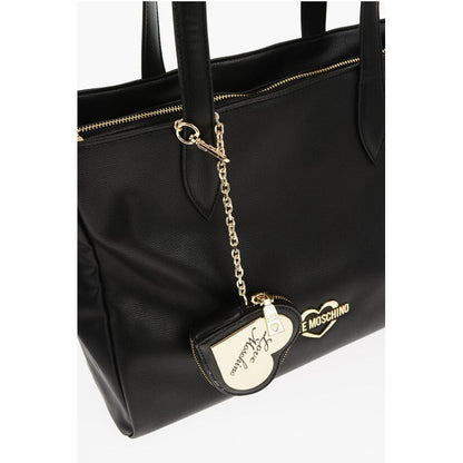Moschino LOVE Faux Leather Tote Bag with Heart Shaped Pouch