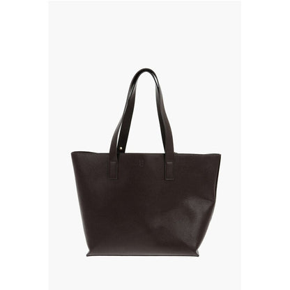 Versace JEANS COUTURE Textured Faux Leather Tote Bag with Golden Buc