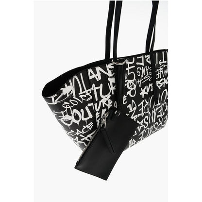 Versace JEANS COUTURE Printed Faux Leather Tote Bag with Matched Pou