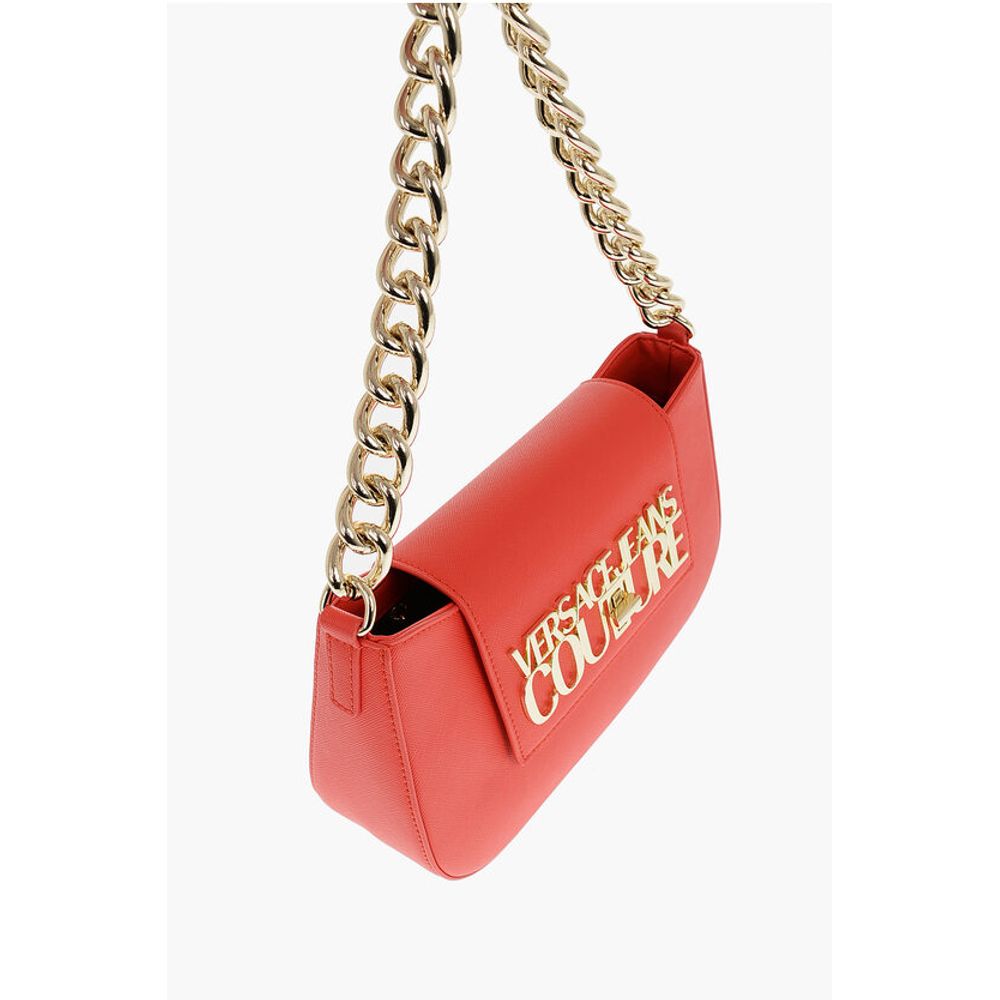 Versace JEANS COUTURE Faux Leather Shoulder Bag with Golden Chain an