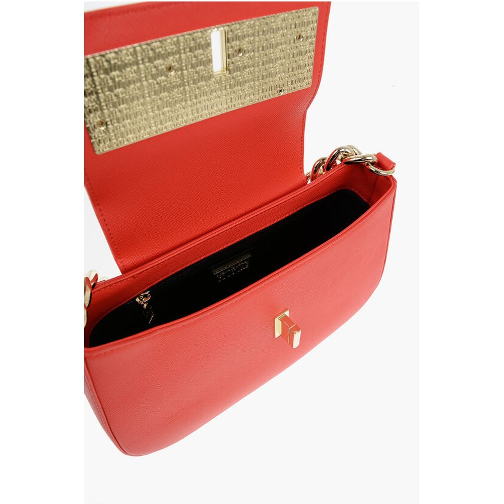 Versace JEANS COUTURE Faux Leather Shoulder Bag with Golden Chain an