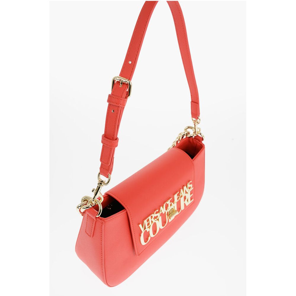 Versace JEANS COUTURE Faux Leather Shoulder Bag with Golden Chain an