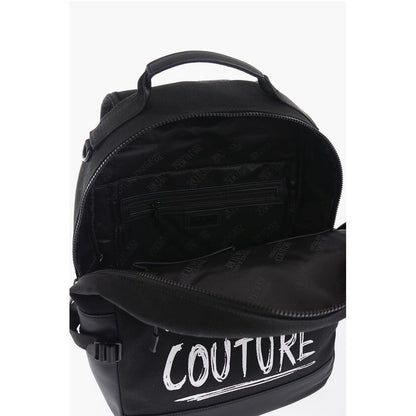 Versace JEANS COUTURE Canvas Backpack with Printed Contrasting Logo