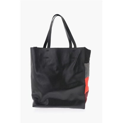 Marni Color Block Leather and Fabric Tote Bag
