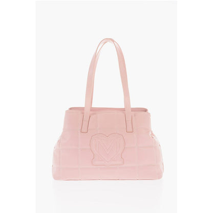 Moschino LOVE Quilted Faux Leather Shoulder Bag with Golden Logo
