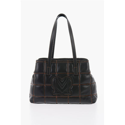 Moschino LOVE Quilted Faux Leather Shoulder Bag with Golden Logo