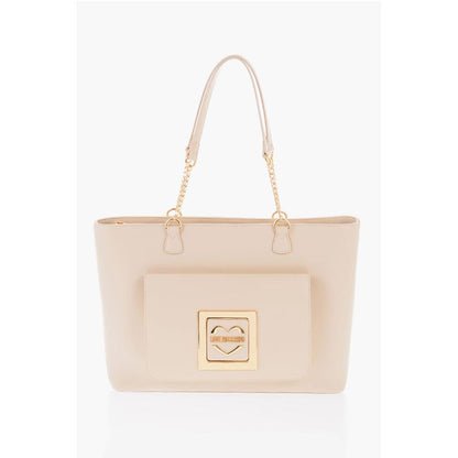 Moschino LOVE Faux Leather Tote Bag with Golden Details