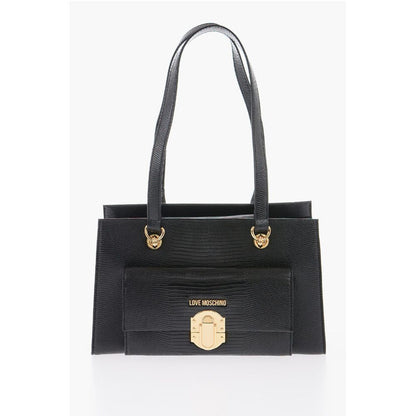Moschino LOVE Faux Leather Shoulder Bag with Golden Details