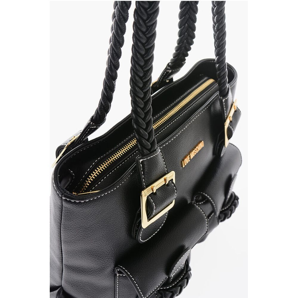 Moschino LOVE Faux Leather Shoulder Bag with Braided Handle