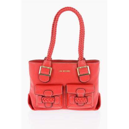 Moschino LOVE Faux Leather Shoulder Bag with Braided Handle