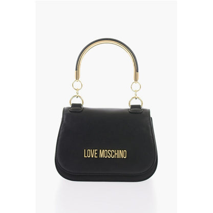 Moschino LOVE Faux Leather Handbag with Metal Golden Logo