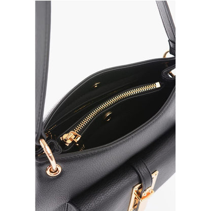 Moschino LOVE Textured Effect Faux Leather Hobo Bag with Maxi Logo on