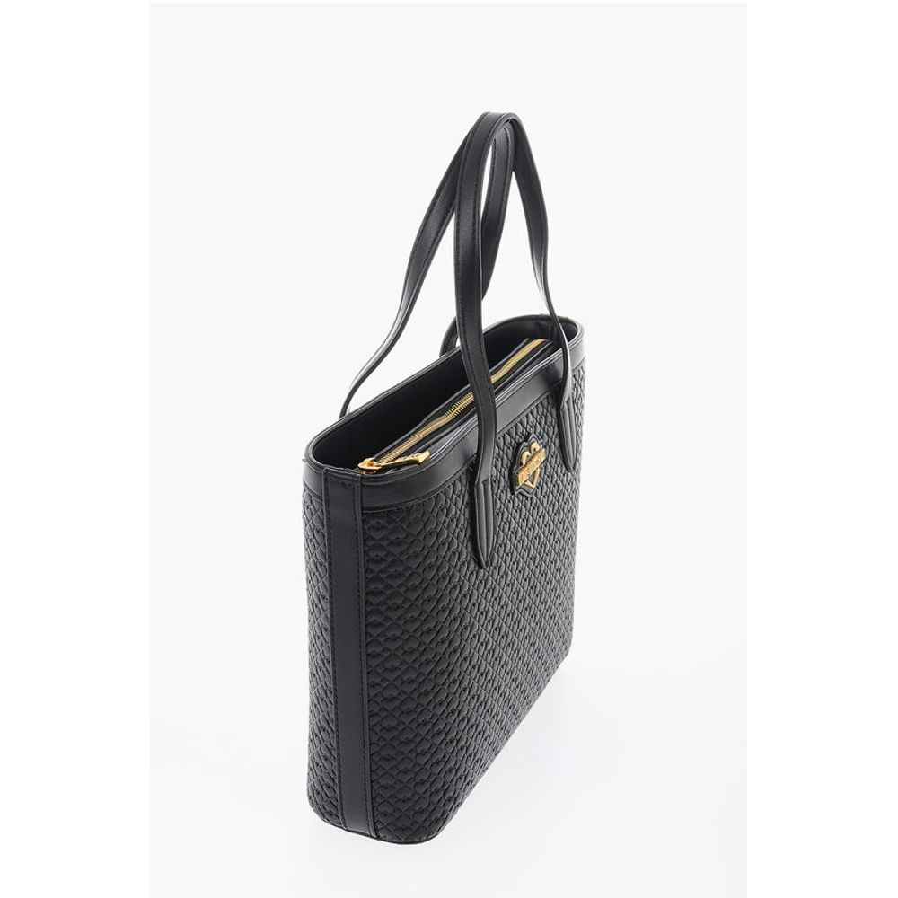 Moschino LOVE Faux Leather VALENTINA Tote Bag with All-Over Hearts