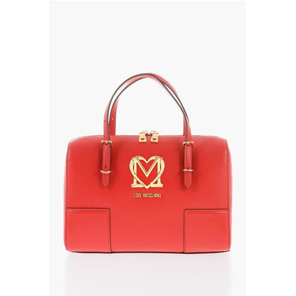 Moschino LOVE Faux Leather Handbag with Metal Golden Logo