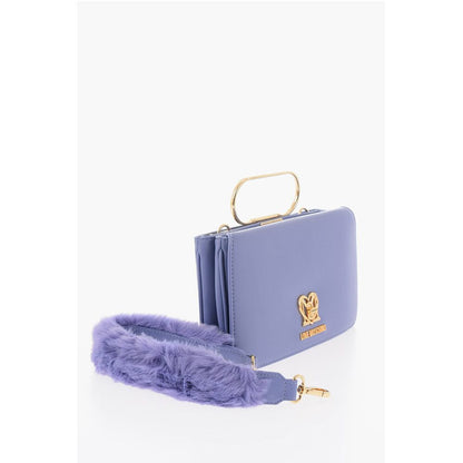 Moschino LOVE Solid Color Handbag with Removable Faux Fur Handle