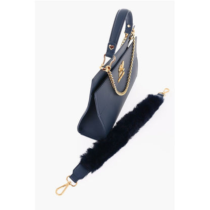 Moschino LOVE Solid Color bag with Removable Faux Fur Handle