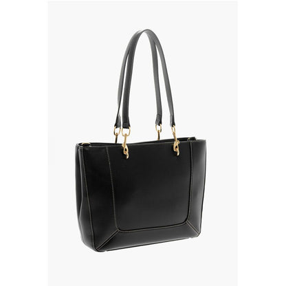Moschino LOVE Faux Leather Tote Bag with Visible Stitching