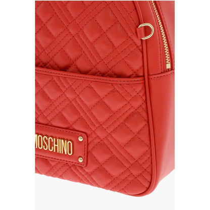 Moschino LOVE Quilted Faux Leather Backpack with Matched Pouch