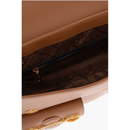 Moschino LOVE Faux Leather Handle Bag with Pockets and Clamp Front