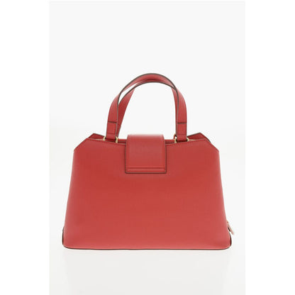 Moschino LOVE Textured Faux Leather Tote Bag with Golden Front Clamp