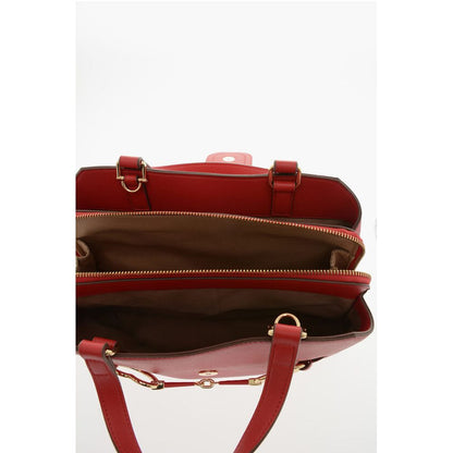 Moschino LOVE Textured Faux Leather Tote Bag with Golden Front Clamp