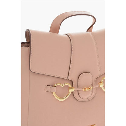 Moschino LOVE Faux Leather Backpack with Heart-Shaped Clamps