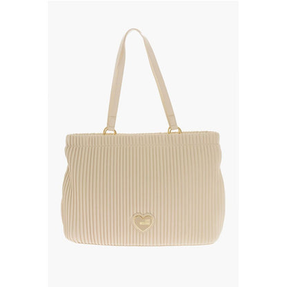 Moschino LOVE Pleated Faux Leather Tote Bag
