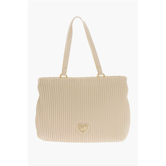 Moschino LOVE Pleated Faux Leather Tote Bag