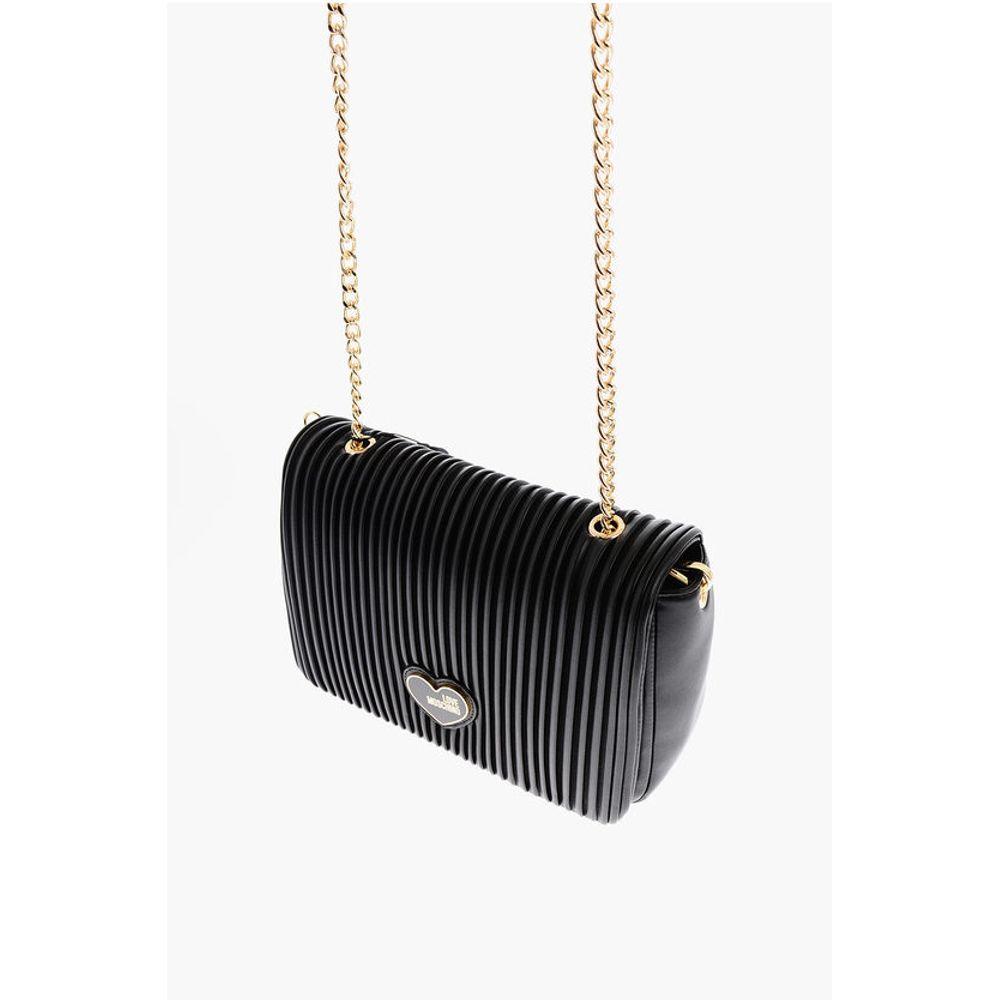 Moschino LOVE Faux Leather Shoulder Bag with Golden Chain