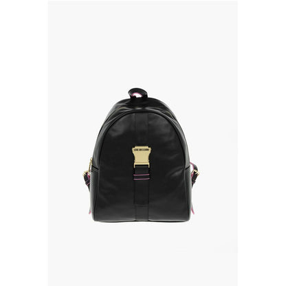 Moschino LOVE Logoed Shoulder Strap Faux Leather SAFETY Backpack